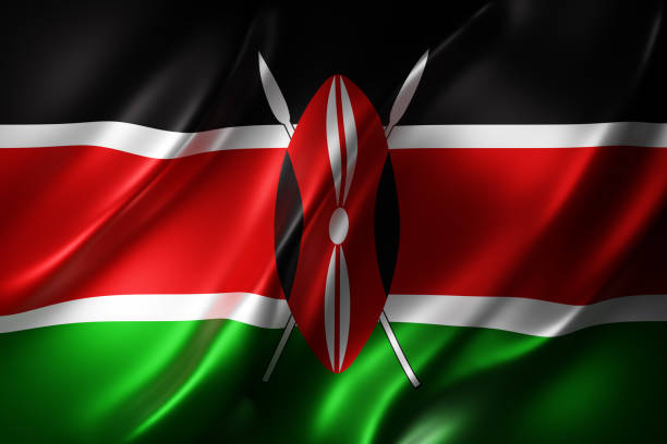 3d rendering of a textured national Kenya flag.